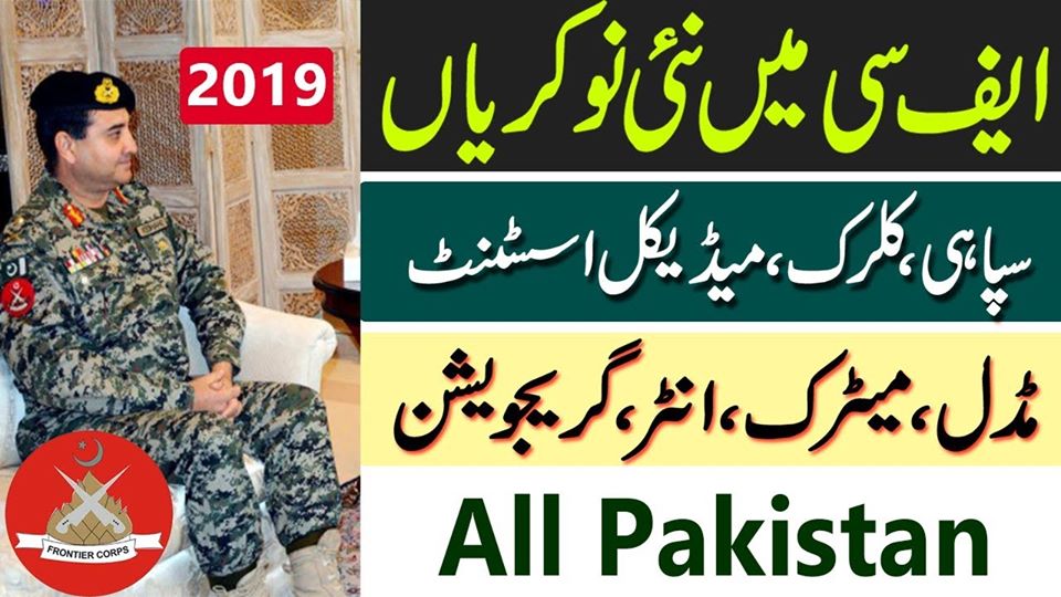 Jobs in Frontier Corps Balochistan(South) from all over Pakistan 2019