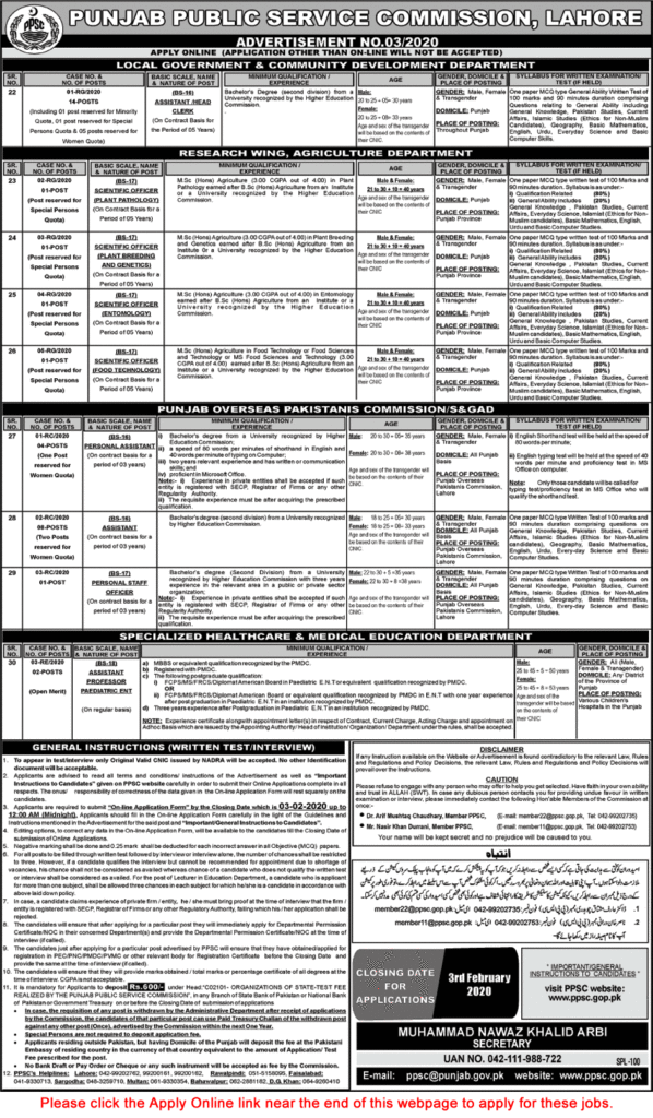 Punjab Public Service Commission PPSC Jobs in Pakistan 2020