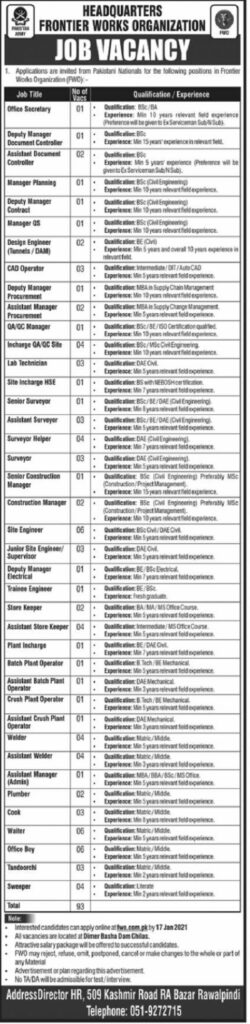 fwo jobs January 2021 official advertisement