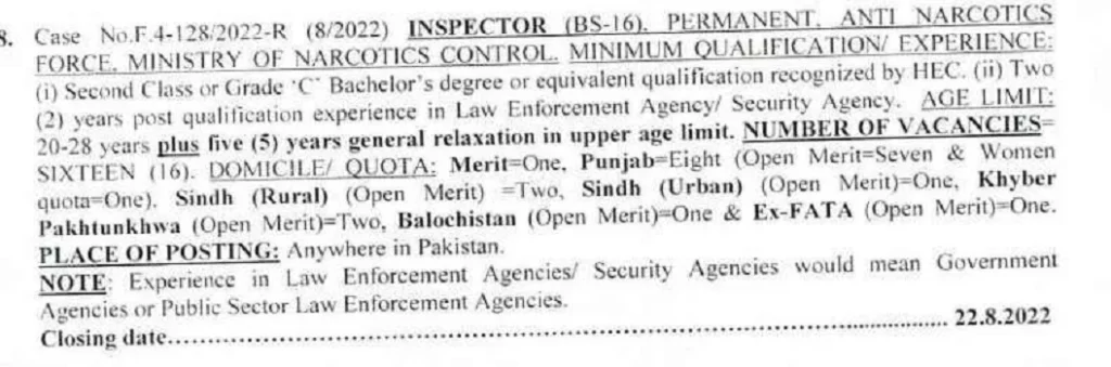 ANf Inspector Jobs 2022