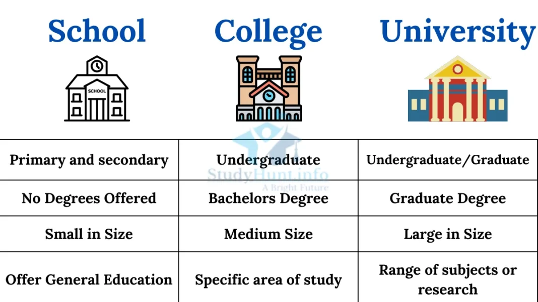 Difference Between School, College, and University in the USA